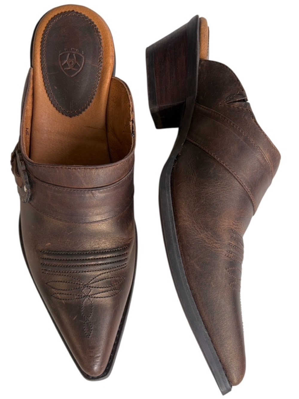 Ariat Leather Western Mules Bronze Size 8
